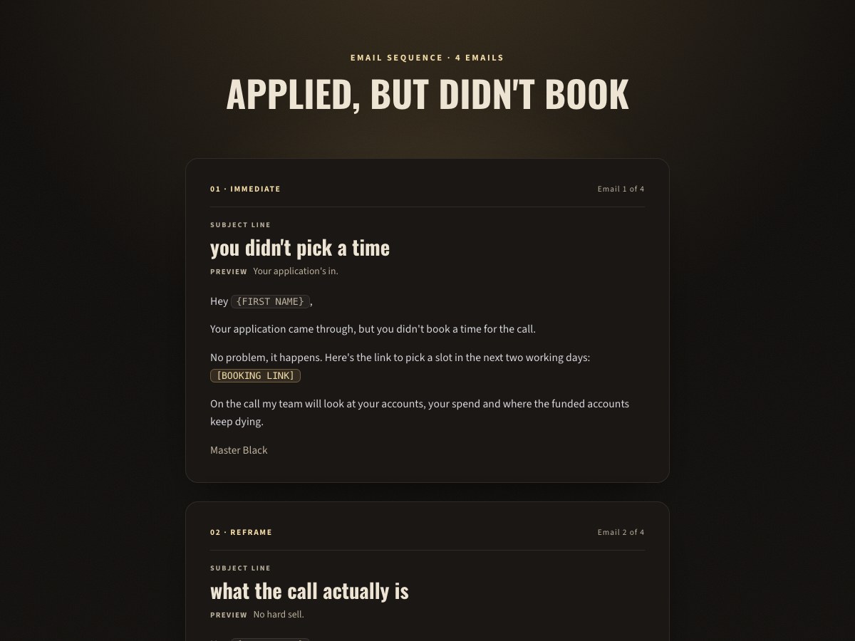 Applied, not booked preview