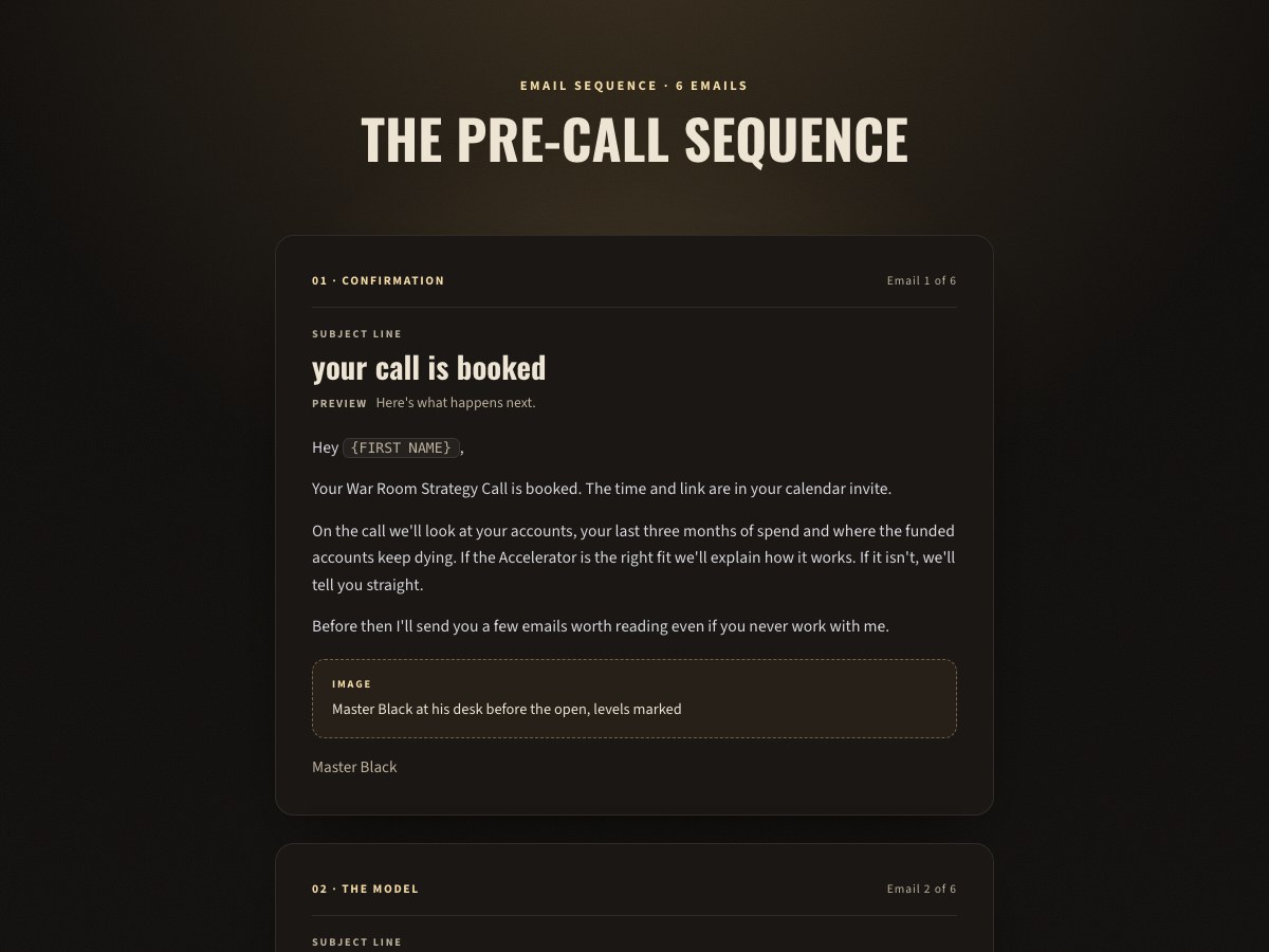 VSL pre-call sequence preview
